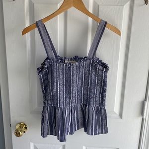 LOFT Striped Peplum Top